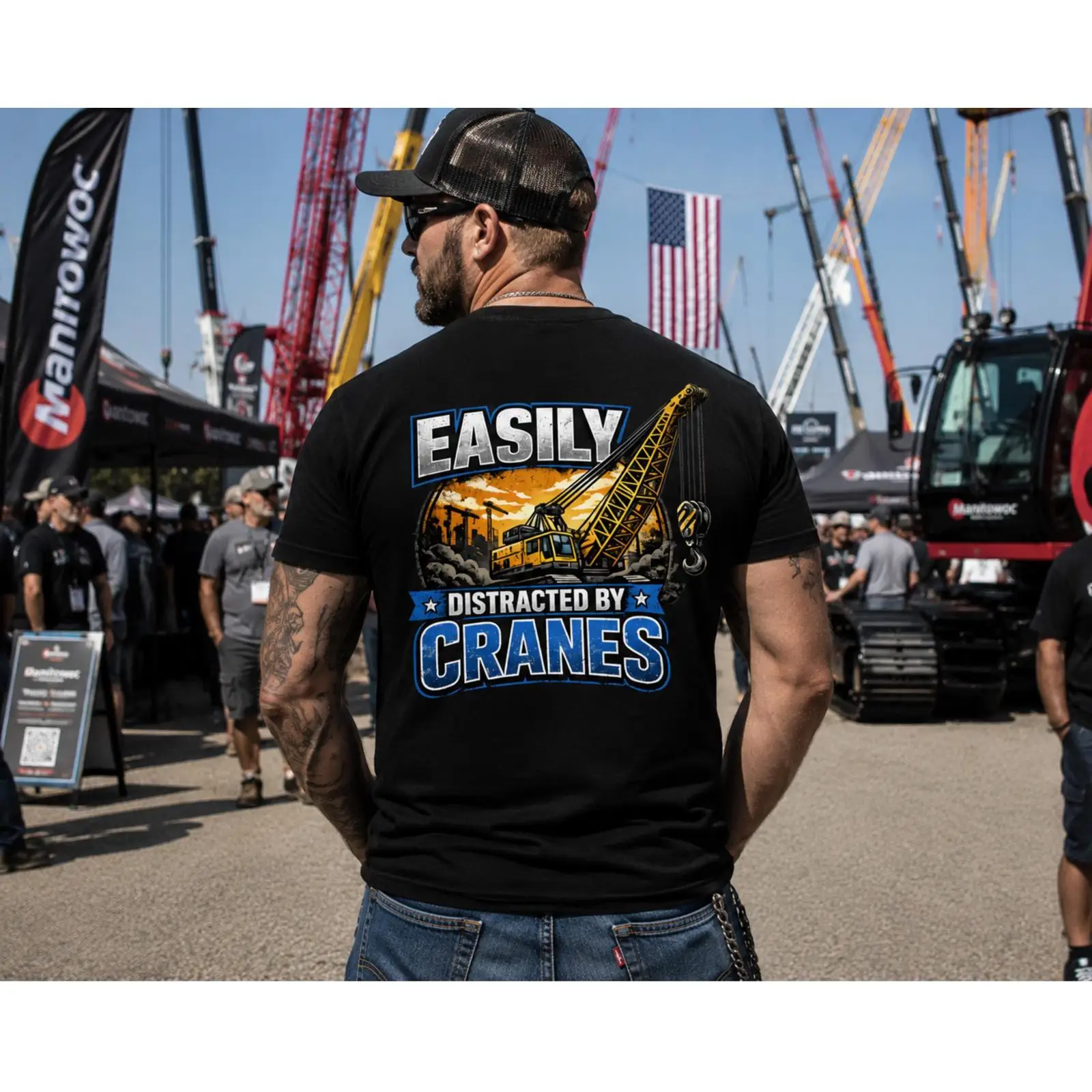 크레인에 쉽게 정신이 팔리는 재미있는 티셔츠 - 크레인 - Heavy Equipment Union 리뷰 및 가격